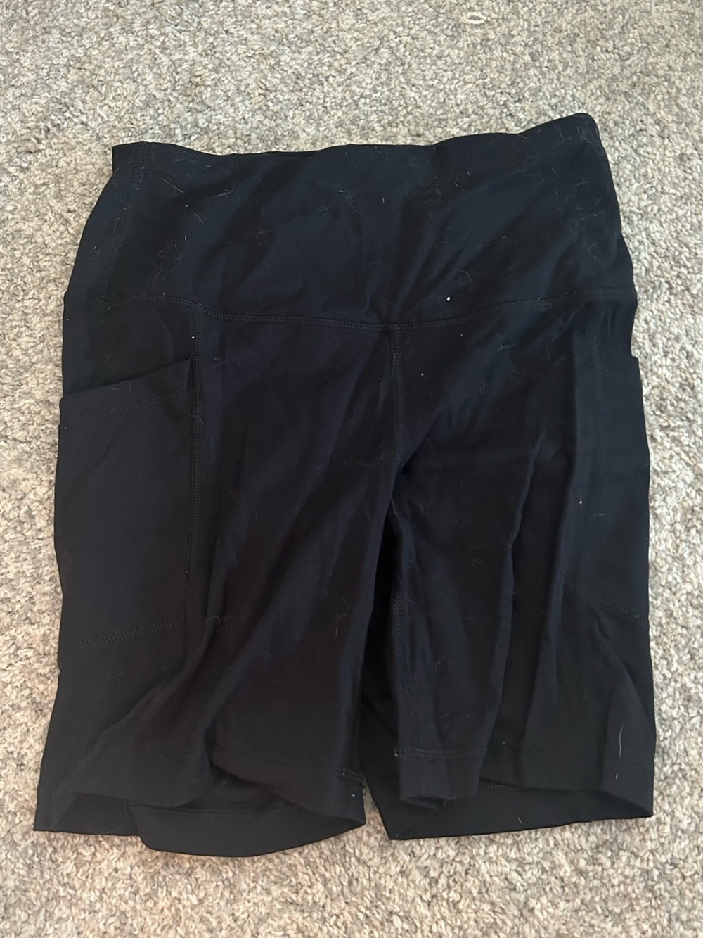 Black High-Waist Bike Shorts with Side Pocket